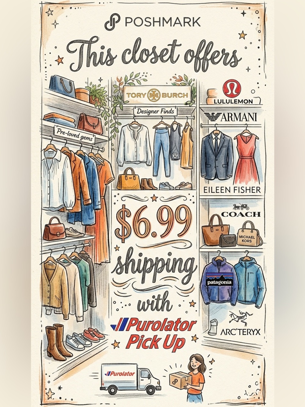 This closet offers $6.99 Purolator Pick Up! 🚙 ✉️